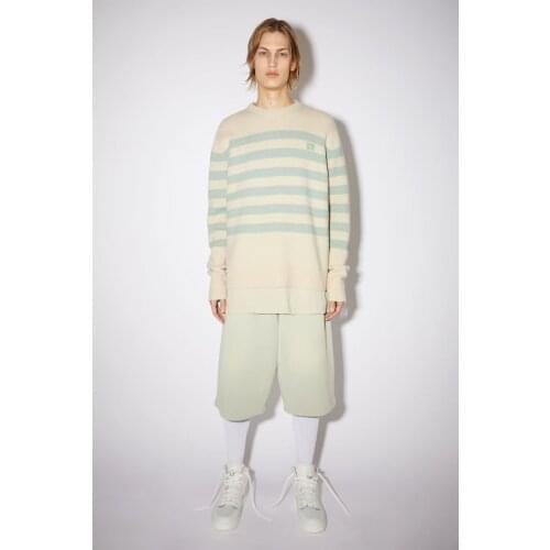 2021 AC New Fashion Classic Brand Luxury Design Smiling Face Stripe Loose Round Neck Wool Knitted Sweater