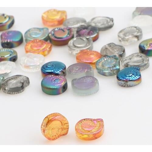30Pcs/Lot Glass Beads Snail Shape 11X12MM Plated Crystal Pendant DIY Making Crafts Metrial Jewelry Necklace Earing Accessories