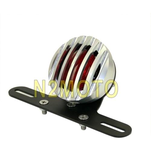 LED Motorcycle CNC Aluminum Sliver Grille Guard Taillight Tail Brake Lamp Universal Mount for Harley Sportster Racer