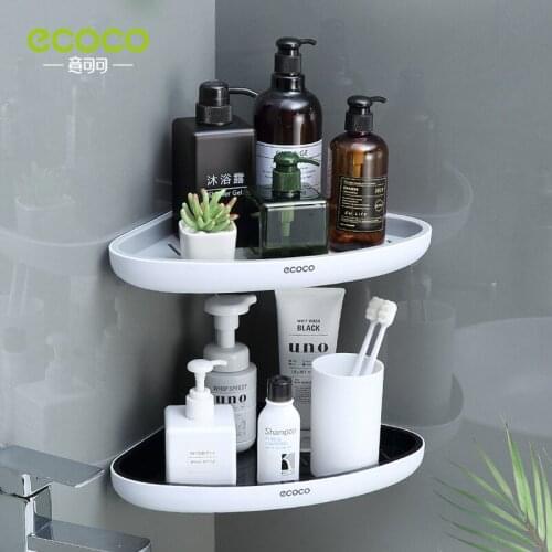 Ecoco Corner Bathroom Orgniazer Rack, Punch-free Shelf, Shampoo Storage Rack, Wall Mounted Kitchen Organizer Rack Household