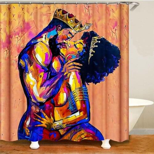 Waterproof Bathroom Curtains Polyesters African American Girls Floral Shower Accessories Insulation Bathing Screen Home Decor
