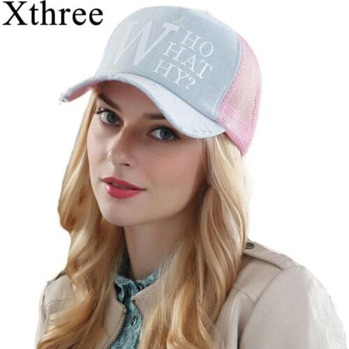 Xthree summer female baseball caps woman snapback hat denim mesh cap casquette bone hats for women men