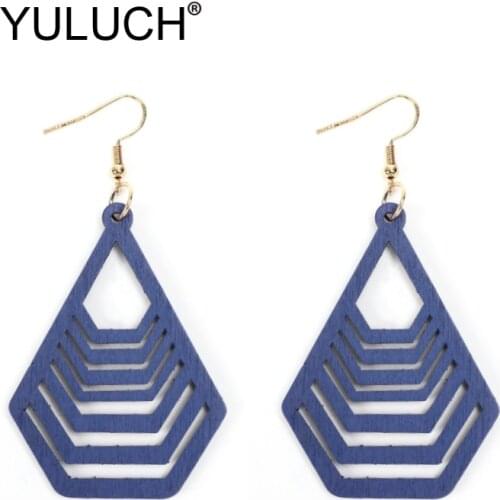 YULUCH 2019 Hollow Wood Drop Earrings 2019 Fashion Jewlery Ethnic African Indian Geometric Long Dangle Earrings For Women Party