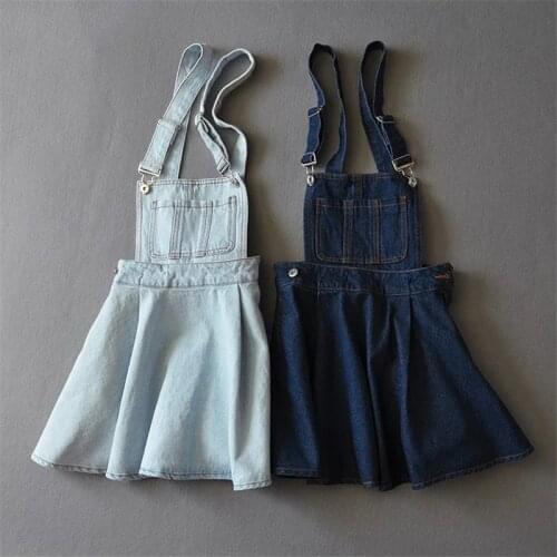 2019 Summer New Style Womens takedown braces mini Denim Skirt Ladies Girls A-line Suspender Skirt S M L