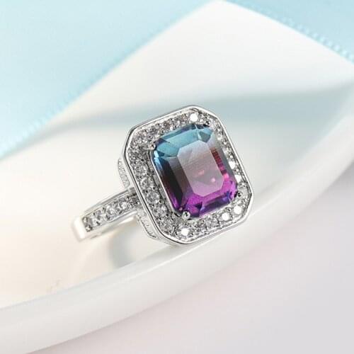 Beautiful Tourmaline Cut Nano Simulated Zultanite Color Change Diaspore Women Wedding Cocktail Ring 925 Sterling Silver