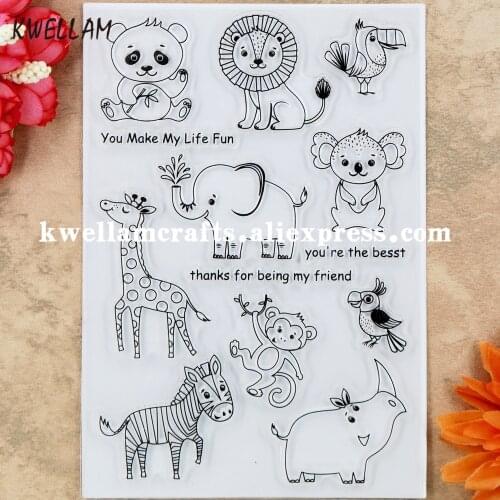 Animal Giraffe Lion Elephant Panda Monkey Scrapbook photo cards rubber stamp clear stamp transparent stamp 11x16cm 9052205