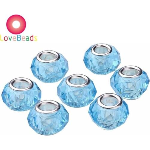 10Pcs New Color Crystal Glass Charms Faceted Lampwork Beads Large Hole European Charms Beads fit Pandora Bracelet Jewelry Making