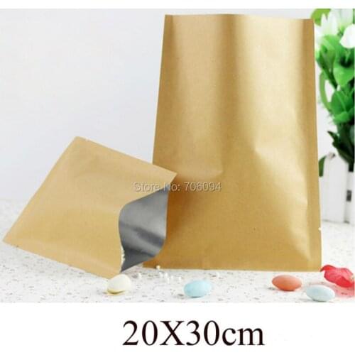 100PCS 20x30cm(7.87''x11.81'') Heat seal kraft paper bag,nut/candy/Tea kraft bag,top open Aluminum foil lining kraft paper bag
