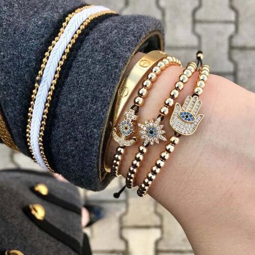 2020 Fashion Hamsa Hand Bracelet Micro Pave Red CZ Turkish Evil Eye Charm Women Handmade Friendship Jewelry Best Her Gifts
