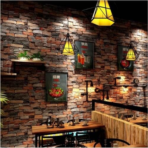Beibehang Pvc brick pattern living room background wall paper 3d retro clothing store house hotel decoration 3d wallpaper mural