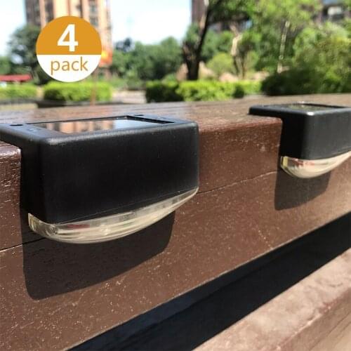 4 pack LED Solar Stair Lamp Waterproof Outdoor Garden Pathway Yard Patio Stairs Steps Fence Lamps Solar Night Light