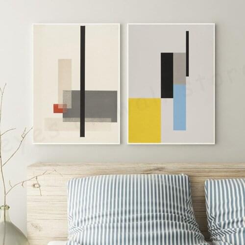 Abstract Geometric Line Morandi Color Wall Poster Print Nordic Canvas Painting Art Pictures Living Room Home Decor