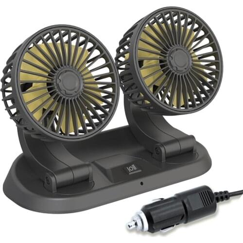 12V 24V Double-head Car Fan 360° Adjustable Car Auto Air Cooling Fan Low Noise Car Auto Cooler Air Fan Car Fan Accessories