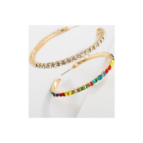 Big White Round Hoop Earrings Fashion Luxury Female Gold Color Color Wedding Earrings Zircon Stone Earrings For Women Jewelry