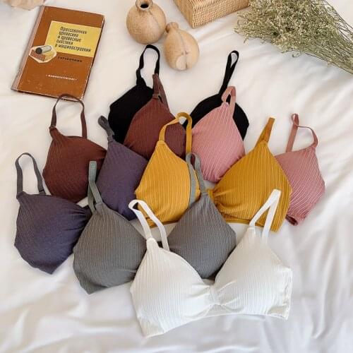 New sexy beauty without steel ring knitted underwear wrapped chest small chest gathered bra lingerie triangle cup tube top