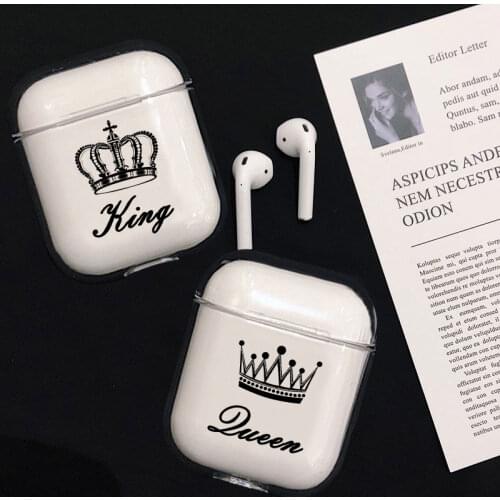 Crown Couple Case For Apple airpods case Cover Cute Wireless Bluetooth Earphone Case For Airpods Headphone Protective Cover