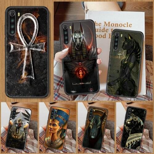 Egypt Nefertiti Anubis Ankh Phone Case For Xiaomi Redmi Note 7 8 9 10 7A 8T 9A 9T 9S 10S Pro black trend cell cover pretty shell