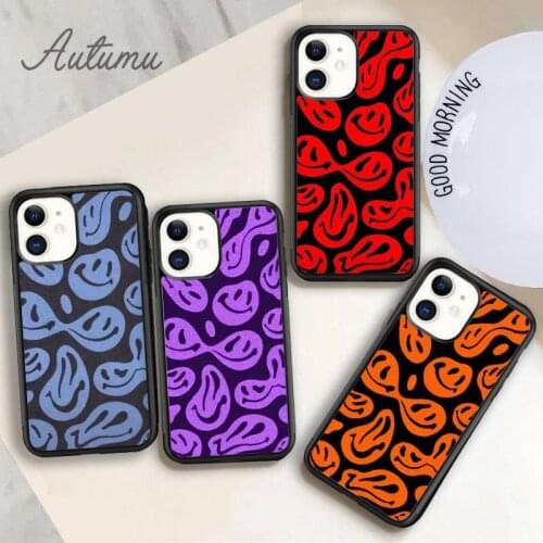 Colorful Trippy Smiley Face Phone Case for iPhone 11 12 Pro Max mini X XR XS SE 2020 5 6S 7 8 Plus Samsung S8 S9 S10 Cover shell