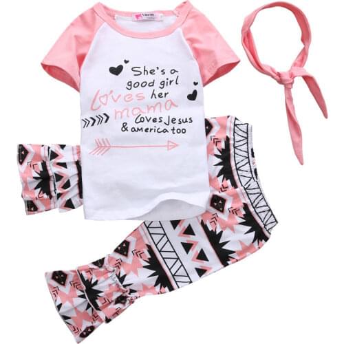 2pcs Baby Girls Children Kids Clothing Pink Casual Tops T-shirt + Pants Short Sleeve Outfits Clothes Set Girl Age 1-6Y