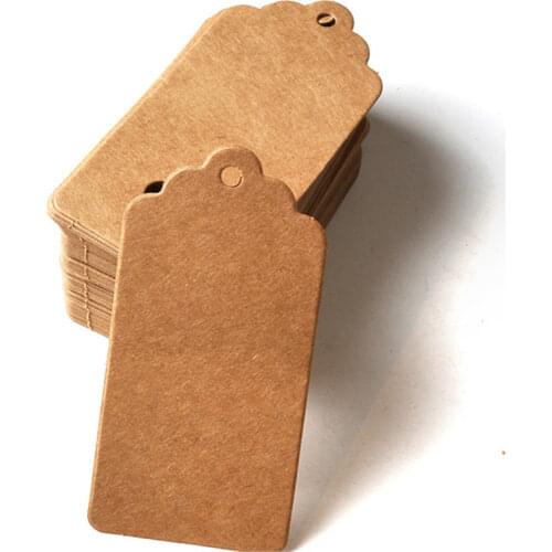 Packaging Label 100pcs Brown Kraft /black/white Paper Tags DIY scallop Label Wedding Gift Decorating Tag 2*4cm