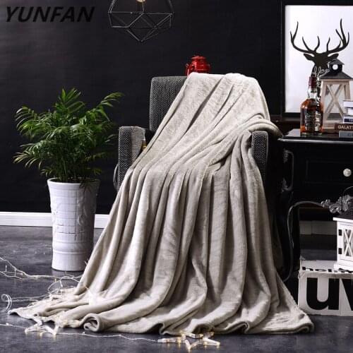 Hot Home Textile Flannel Blanket Gray Super Warm Soft single Blankets Throw On Sofa/Bed/Plane Travel Patchwork Solid Bedspread