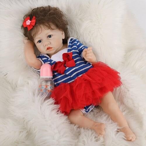 Hoomai bebe doll reborn toddler girl red dress baty toy very soft full body silicone girl doll