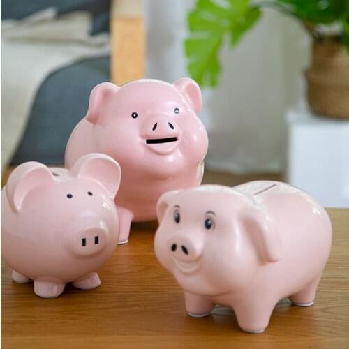 Ceramic Secret Coin Money Box Bank Kids Gift Toy Hidden Storage Pink Pig Piggy Bank Paper Money Spaarpot Home Decoration DG50MB