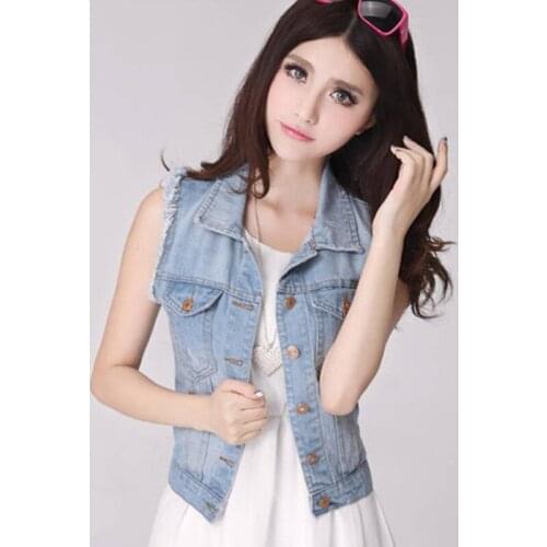 Short Denim Vest summer Women Casual Colete Female Sleeveless Jacket Waistcoat Plus size 3XL