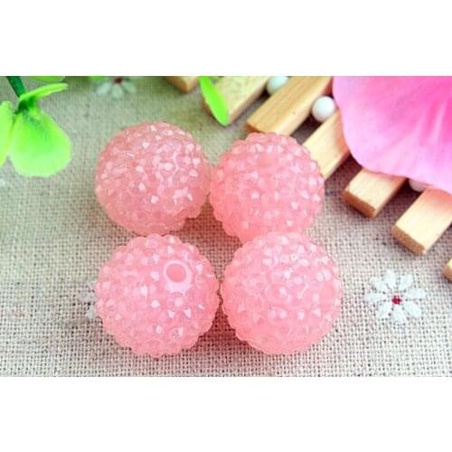 Kwoi vita Jelly Pink Clear Resin Rhinestone Ball beads Wholesales AAA Quality 20mm Chunky 100pcs/lotfor Kids Jewelry