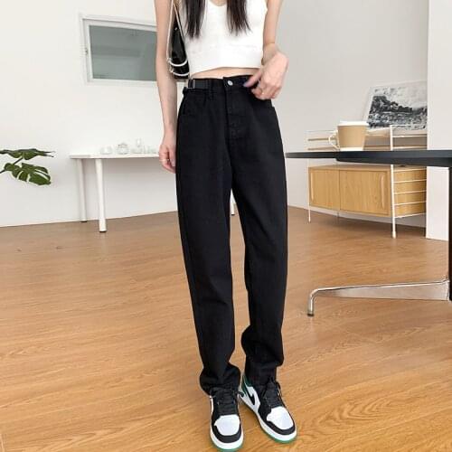 Fashion Denim Women New 2021 Versatile Ladie long Harem Pants Vintage High Waist Jeans Casual girls solid temperament trousers