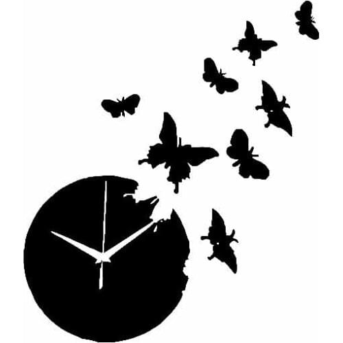 Personality Car Sticker Clock Butterfly Watch Fashion PVC Car Decoration Accessories Applique Creative Waterproof Black/White