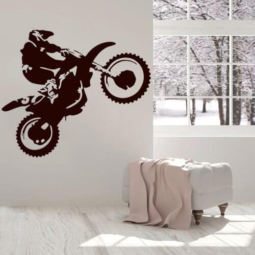 Wall Stickers Motorcross Motorcycle Vinyl Decal Moto Art Wall Decor Extreme Sport Poster Bedroom Mural Living Room Decoration