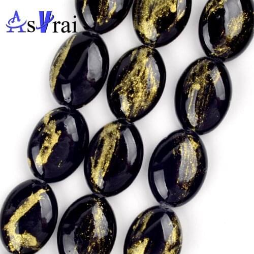 Natural Stone Black Jades Beads For Jewelry Making Flat Oval Loose Spacer Beads DIY Bracelet Necklace Accessories Charms 15inch