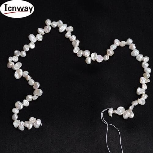 Natural AA baroque reborn keshi white gray champagne Freshwater Pearl 7-8mm 15inches DIY necklace FreeShipping Wholesale icnway