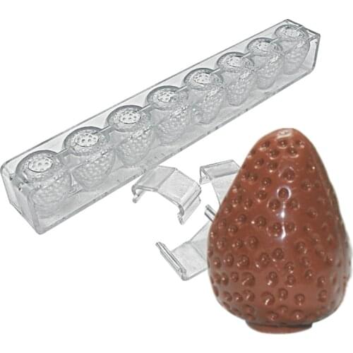 New Design Latest Bakeware Strawberry Shaped 3D Candy Mold Jelly Mold Hard Polycarbonate Chocolate Mould Baking Tools