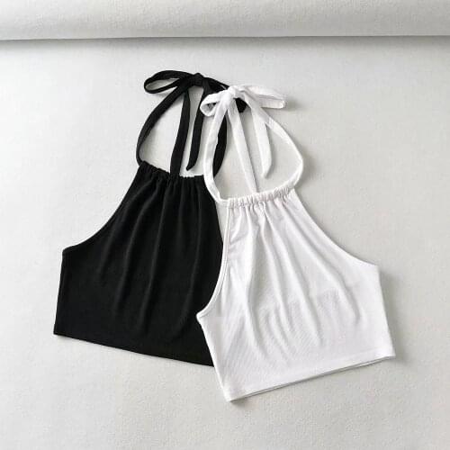 Solid Crop Top y2k Halter Top Ruched Tie Up Camis Women Vintage Sweats Beach Holiday Top 90s Vests