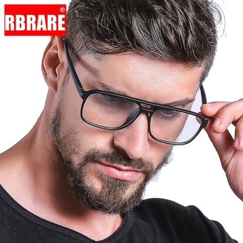 RBRARE Square Glasses Frame Men Retro Eyeglasses Frames Men/Women Vintage for Men Anti Blue Light Transparent Eyewear Okulary