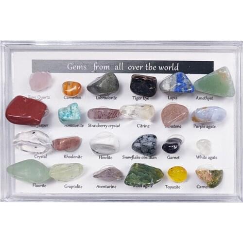 Rock and Mineral Educational Collection & Deluxe Collection Box 24pcs with Description Sheet and Educational Information