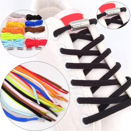110cm New Elastic No Tie Shoelaces Metal Lock Shoe Laces For Kids Adult Sneakers Quick Shoelaces Semicircle Shoestrings