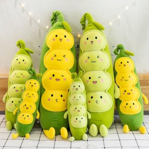 Cute Plush Toys Sofa Cushion Stuffed Cartoon Peas Doll Long Pillows for Kids Girls Gift