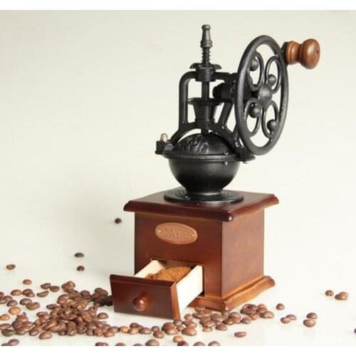 Vintage Hand Crank Coffee Mill Manual Coffee Beans Grinder Kitchen Supplies for Home Cafe