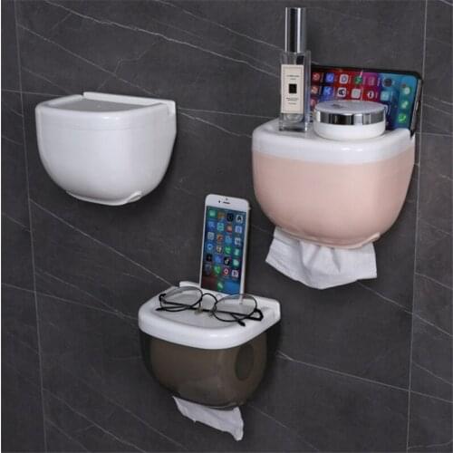 Waterproof Toilet Paper Holder Mobile Phone Storage Shelf Wall Mounted Rack New Punch-Free