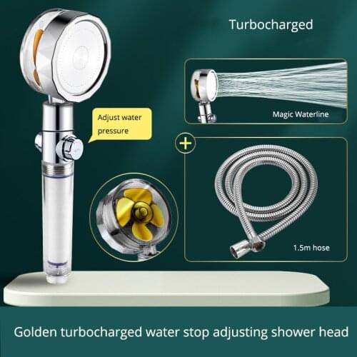 360 Degrees Rotating Rainfall Water Saving High Pressure Spray Nozzle With Small Fan Hand-held Shower Head Bathroom Accessories
