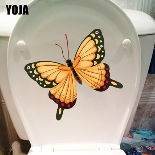 YOJA 21.4X18.5CM Orange Cute Butterfly Baby Room Decoration Wall Sticker Funny Toilet Decals T1-2095