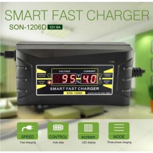 Car Battery Charger Full Automatic 110V/220V 12V 6A 10A Smart Fast Power Charging For Wet Dry Lead Acid Digital LCD Display EU