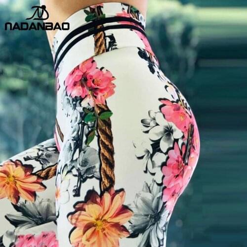 NADANBAO Push Up Women Leggings For Fitness 3D Printed Floral Leggins Sexy High Waist Workout Ankle Pants Woman Plus Size
