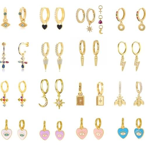 AIDE Small Hoop Star Earrings For Women Pendientes 925 Sterling Silver Ball Earring Korean Gold Snake Earrings Jewelry