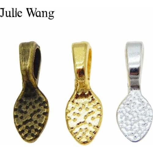 Julie Wang 60PCS Alloy Small Glue on Bail Tag Clips Mixed Antique Bronze Silver Gold Necklace Bracelet Jewelry Making Accessory