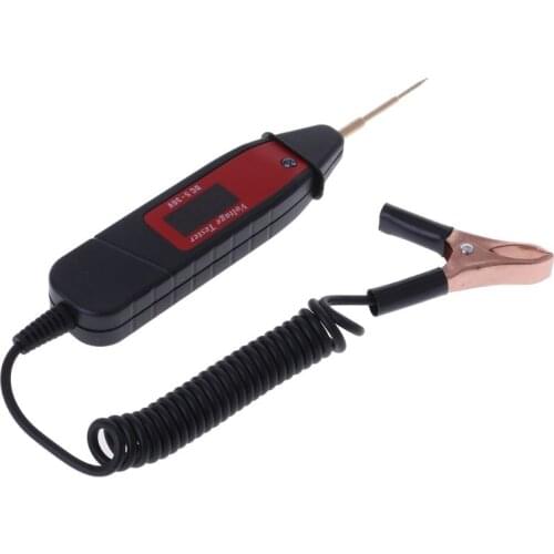 1.65m Spring Line Car Digital LCD Electric Voltage Test Pen Probe Detector Tester With LED Light for Auto Car Testing Tool