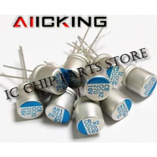 10PCS 16V270UF 8X9MM Motherboard Solid Polymer Capacitor psf 270UF 16V CHEMI-CON Aluminum shell electrolysis
